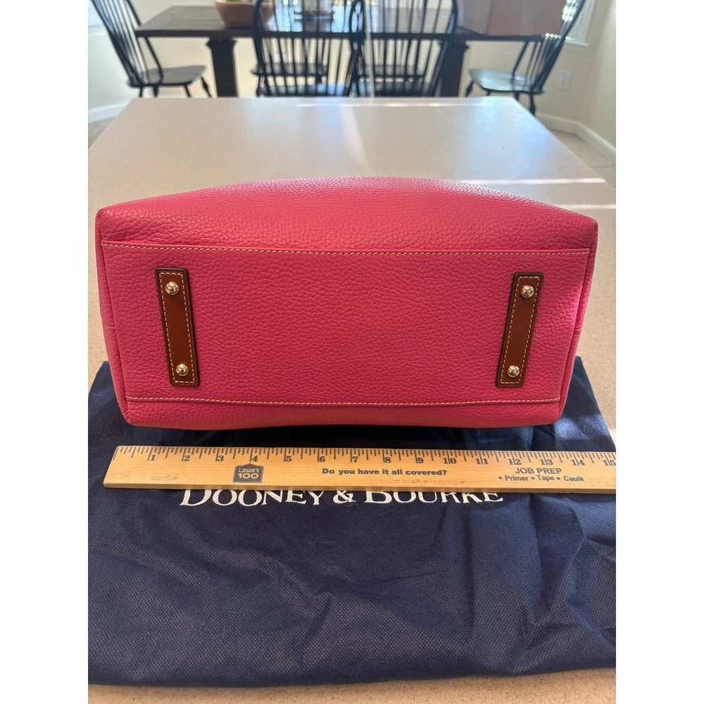 Dooney & Bourke Pebbled Leather Hobo Shoulder Bag Pink Tassel Large